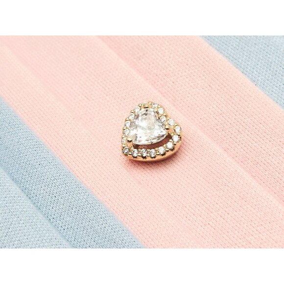 Beautiful 14K Karat Solid Yellow Gold Designer Heart Shaped CZ Charm Pendant - Picture 3 of 14